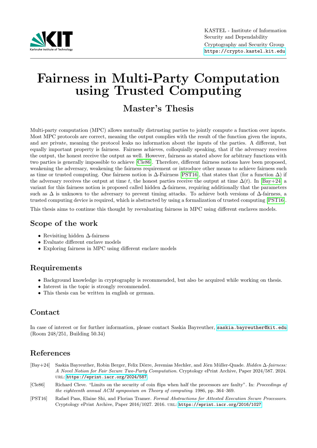 MA Fairness in Multi-Party Computation using Trusted Computing