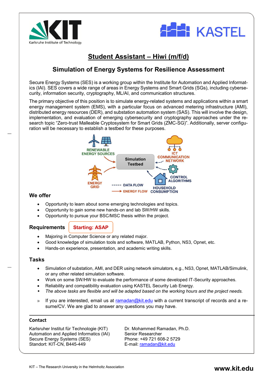 [Hiwi] Simulation of Energy Systems for Resilience Assessment